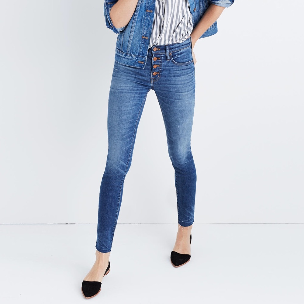 Madewell 9” High Rise Skinny Jeans Button Through